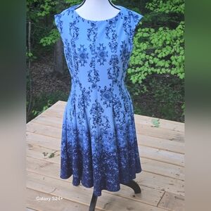 Blue and Black Floral Dress
